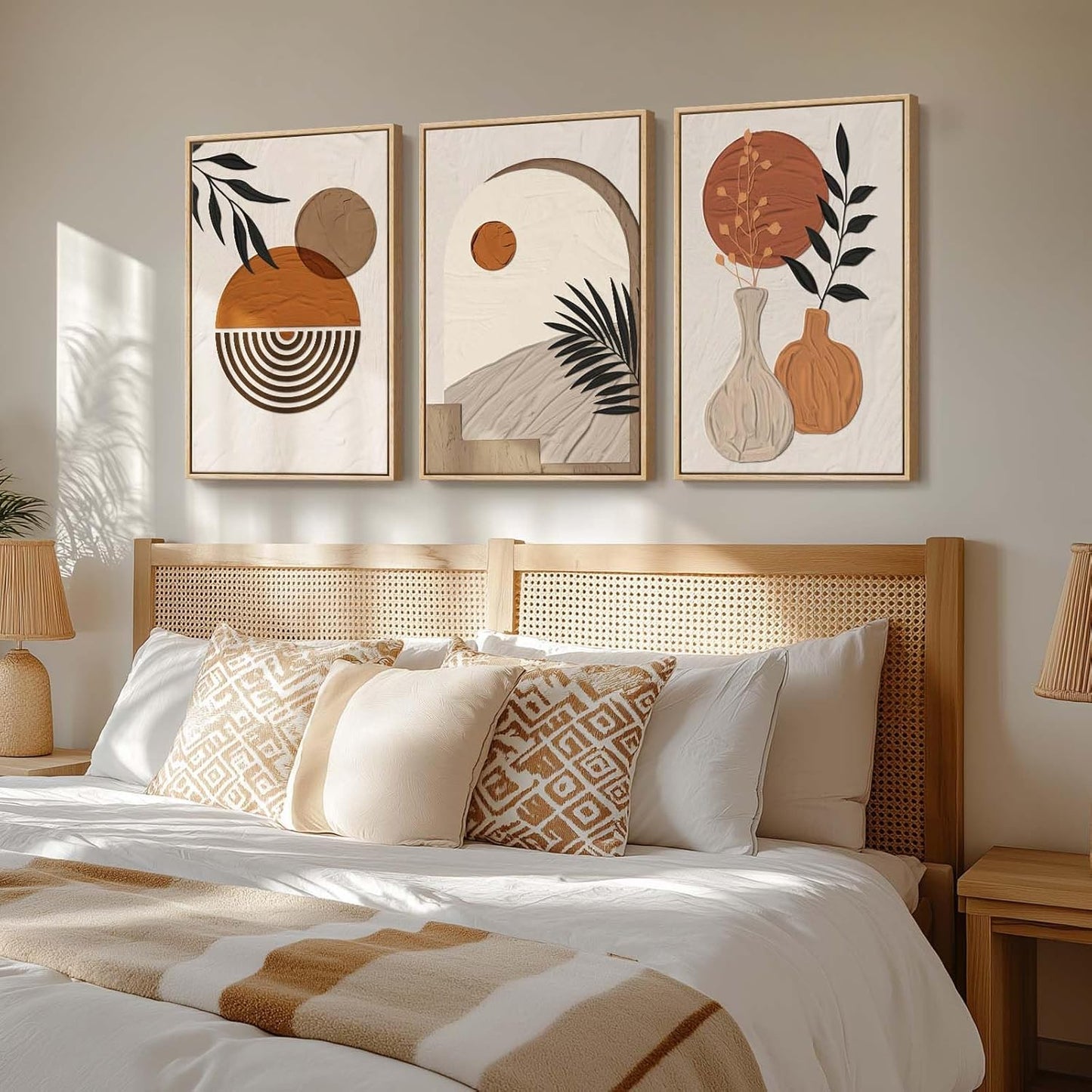 Large Boho Framed Wall Painting Set