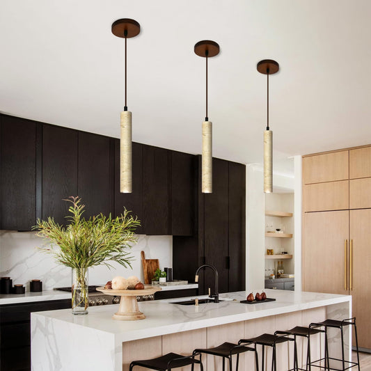 Long Yellow Travertine Pendant Lights