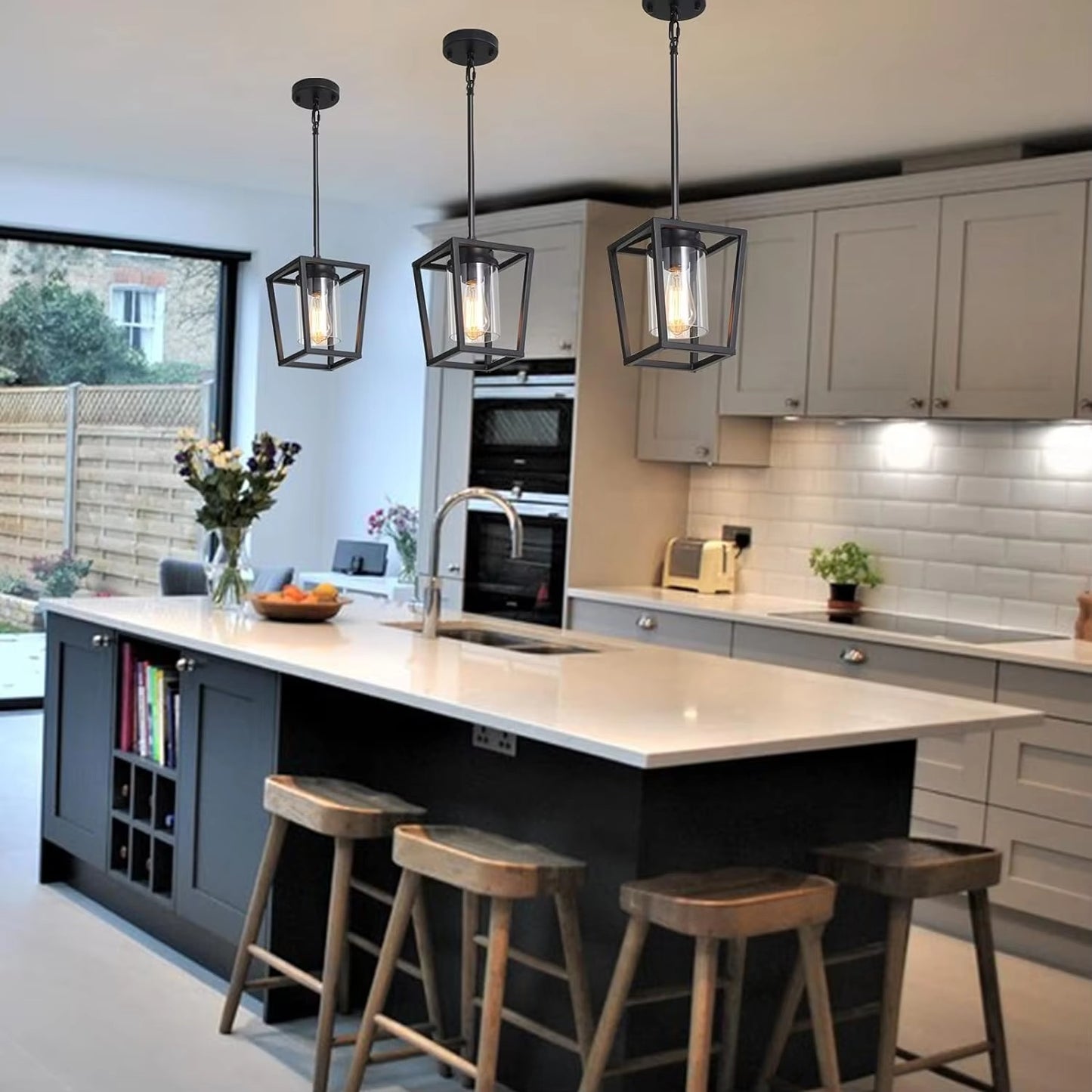 Matte Black Kitchen Island Pendant Light