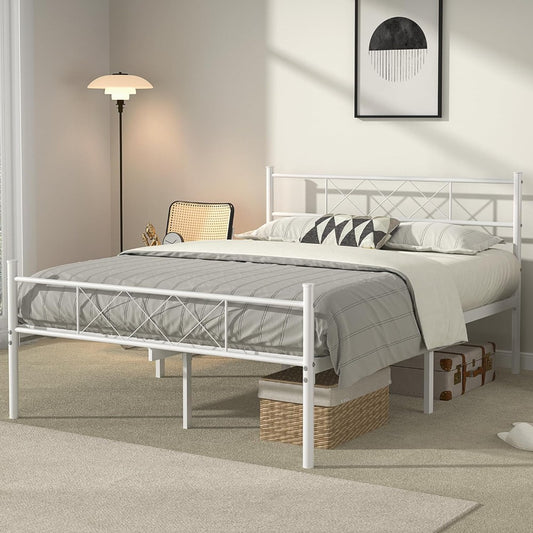 Decorstly Minimalist Metal Slats Panel Bed Frame for Bedroom Decor