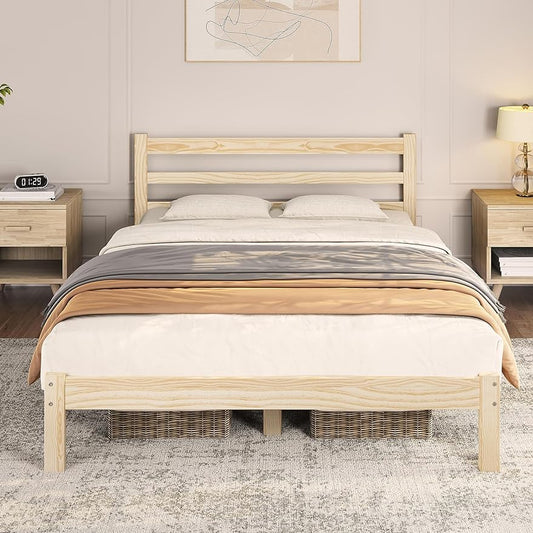 Minimalist Solid Pine Wood Bed Frame