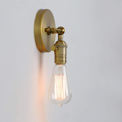 Vintage-style wall light fixture with a lit bulb on a plain background