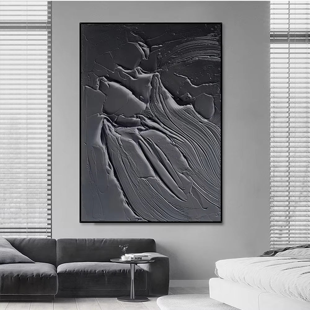 Modern Contemporary Black Textured Painting