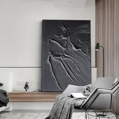 Modern Contemporary Black Textured Painting