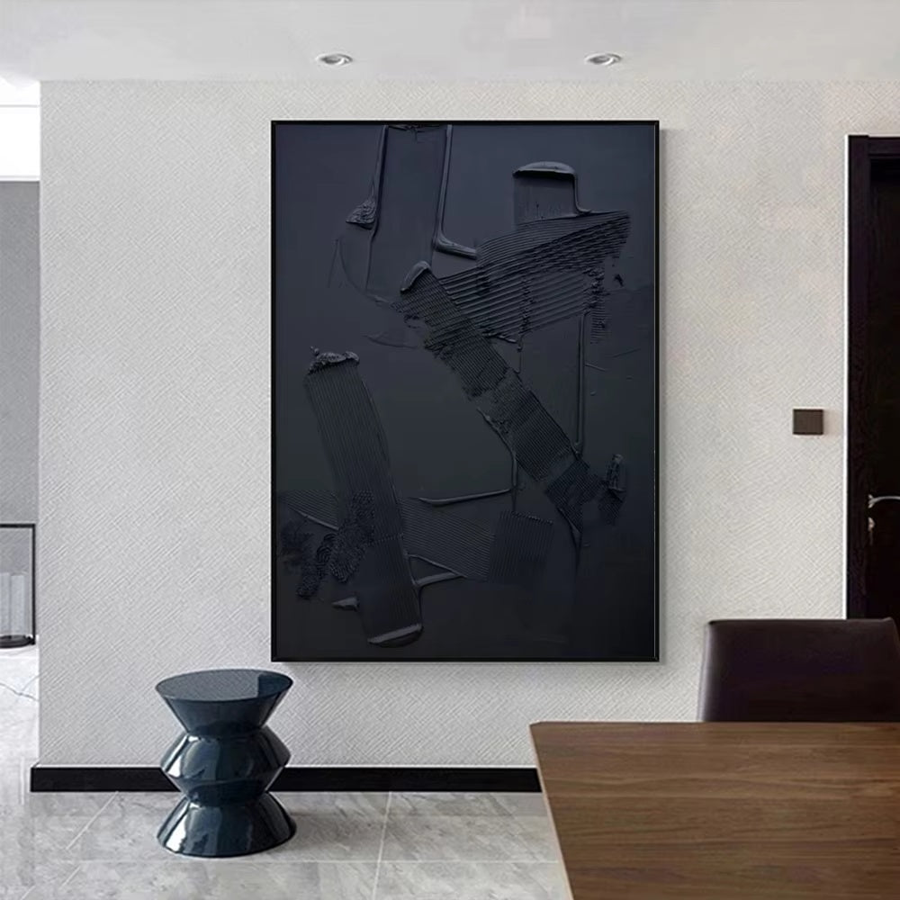 Modern Contemporary Black Textured Painting