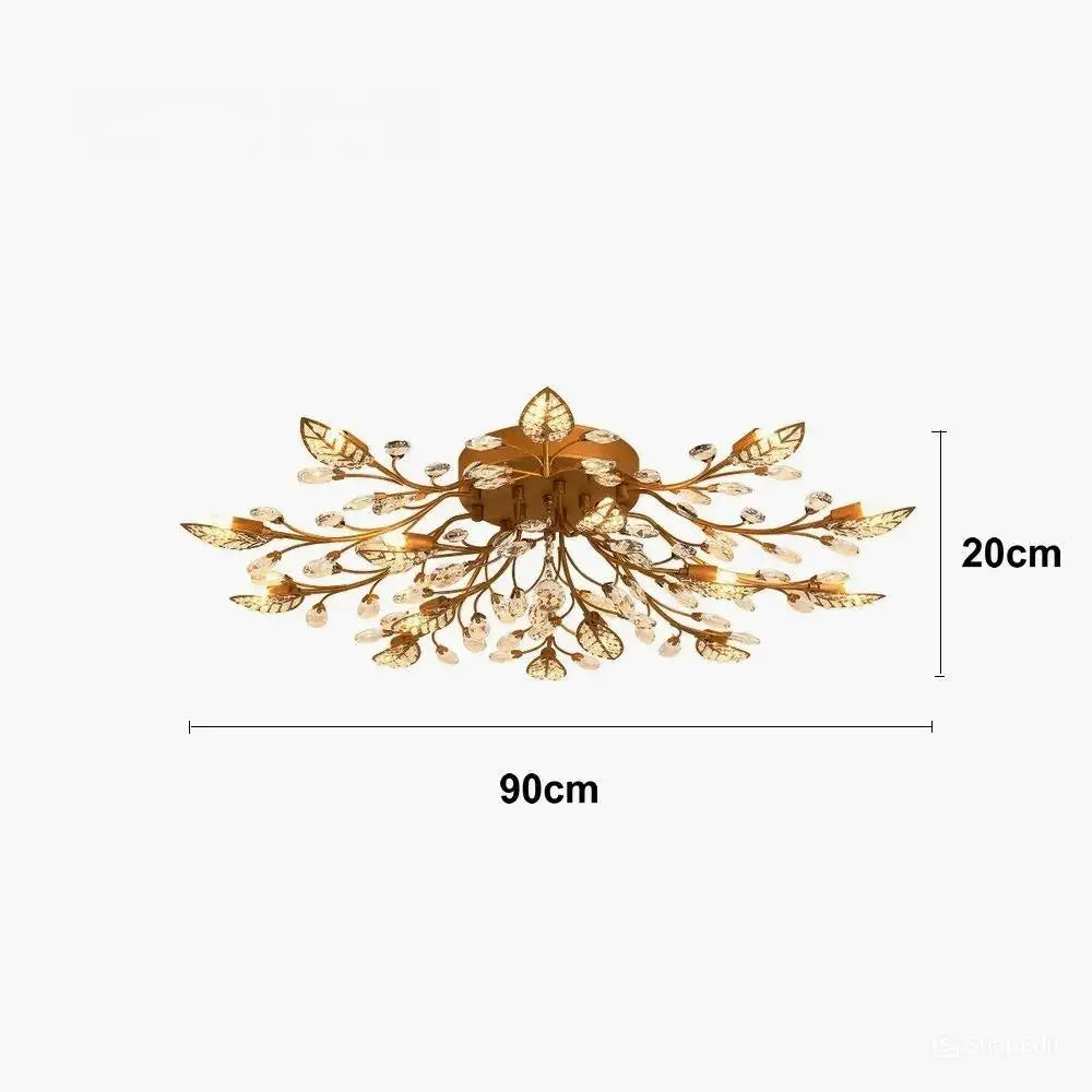 Metal Gold Frame Crystal Leaf Chandelier - Decorstly