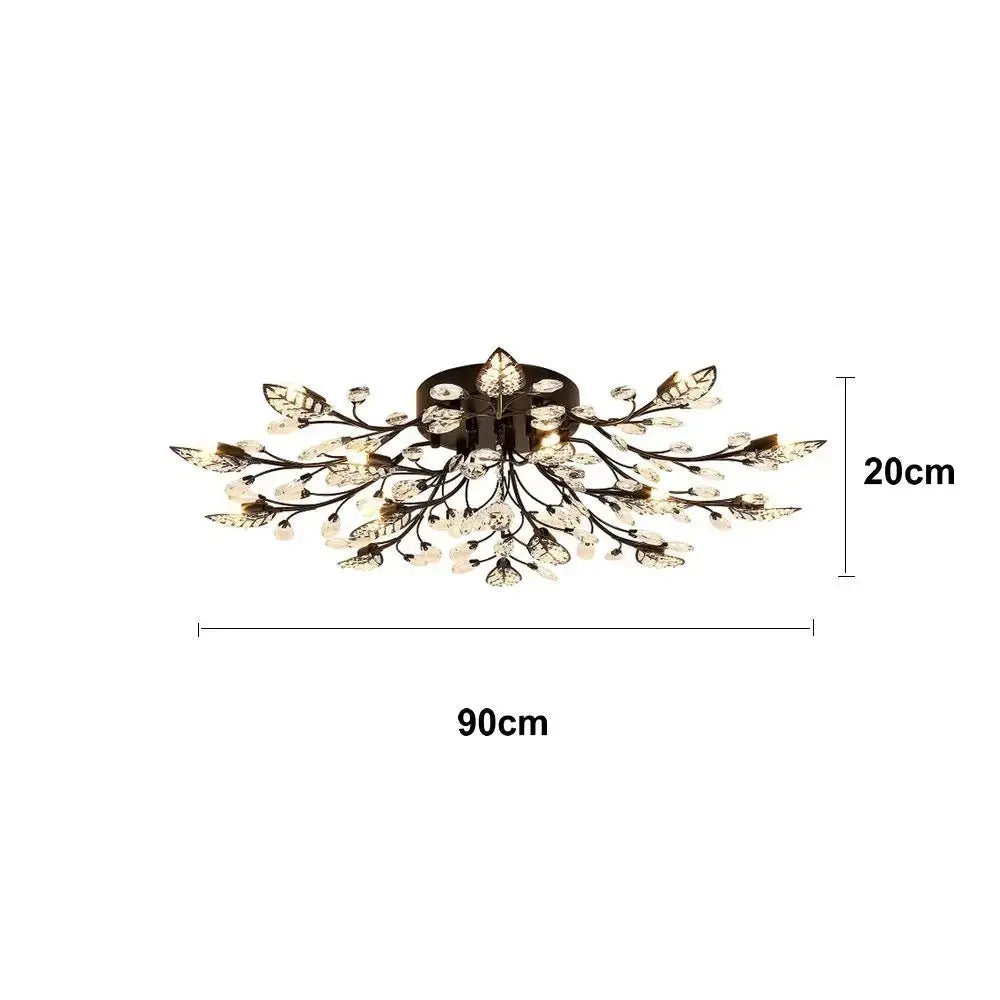 Metal Gold Frame Crystal Leaf Chandelier - Decorstly
