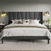 Modern Geometric Wingback Headboard Bed Frame - Decorstly