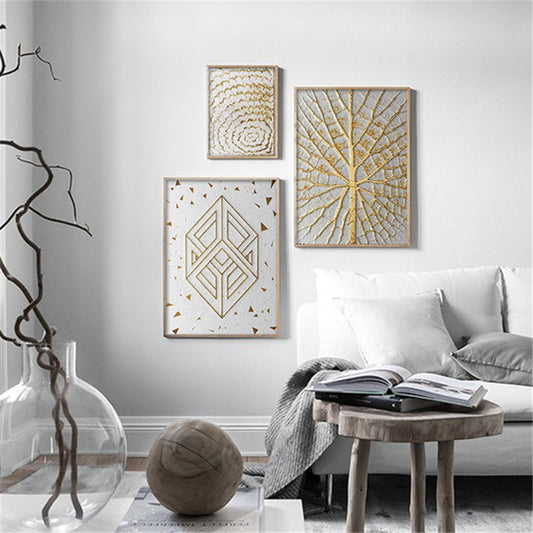 Modern Gold White Texture Wall Art