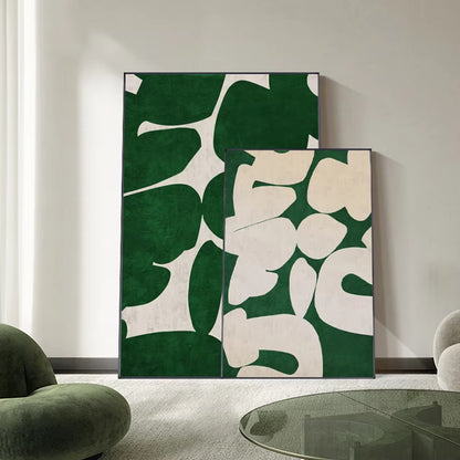 Modern Green White Abstract Painting Art