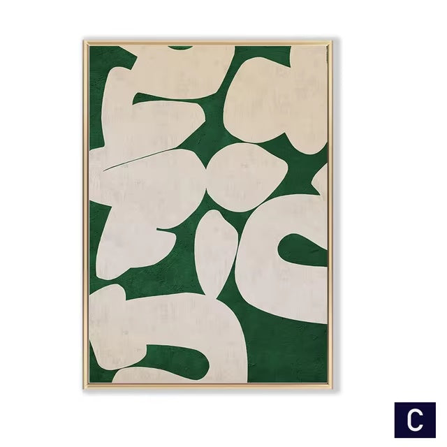 Modern Green White Abstract Painting Art