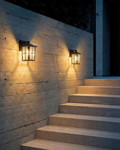 Modern Mystic Black Outdoor Wall Lamp Set