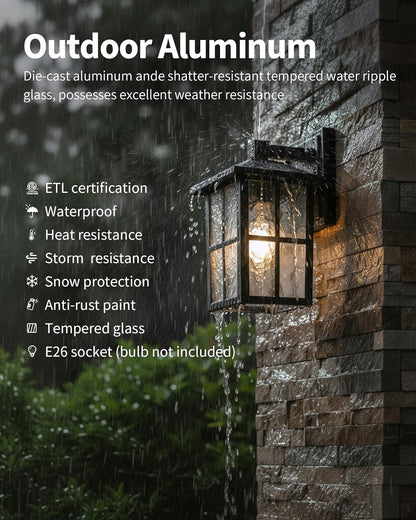 Modern Mystic Black Outdoor Wall Lamp Set