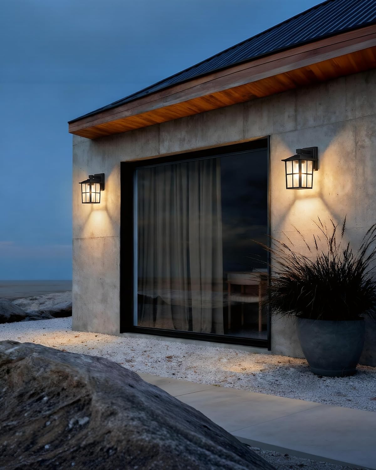 Modern Mystic Black Outdoor Wall Lamp Set