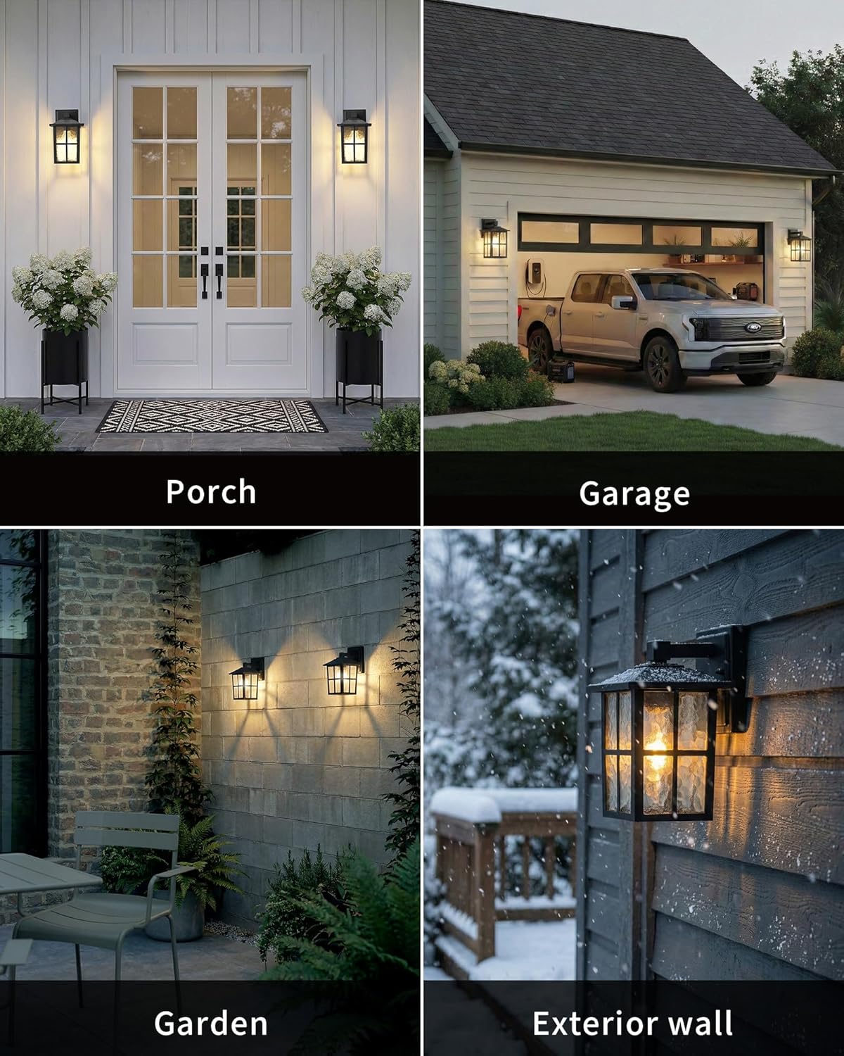 Modern Mystic Black Outdoor Wall Lamp Set