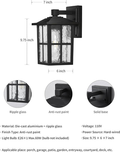 Modern Mystic Black Outdoor Wall Lamp Set