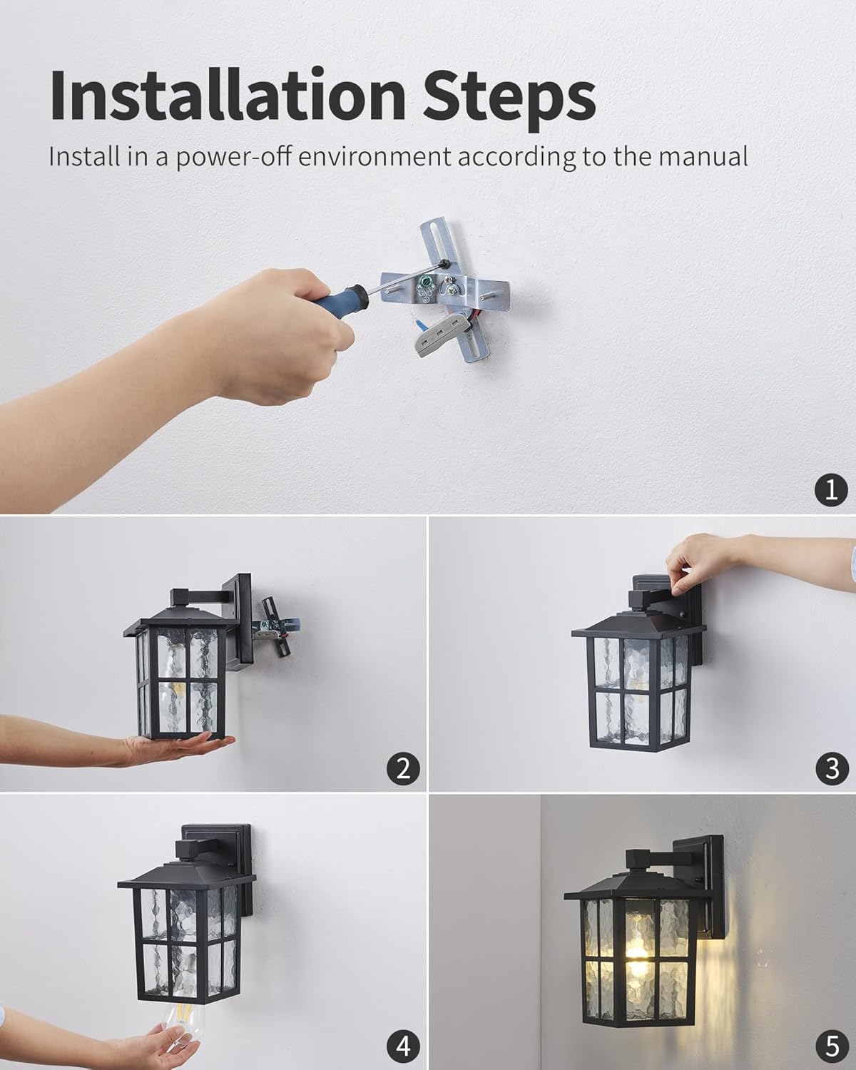 Modern Mystic Black Outdoor Wall Lamp Set