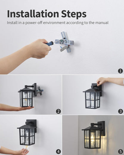 Modern Mystic Black Outdoor Wall Lamp Set