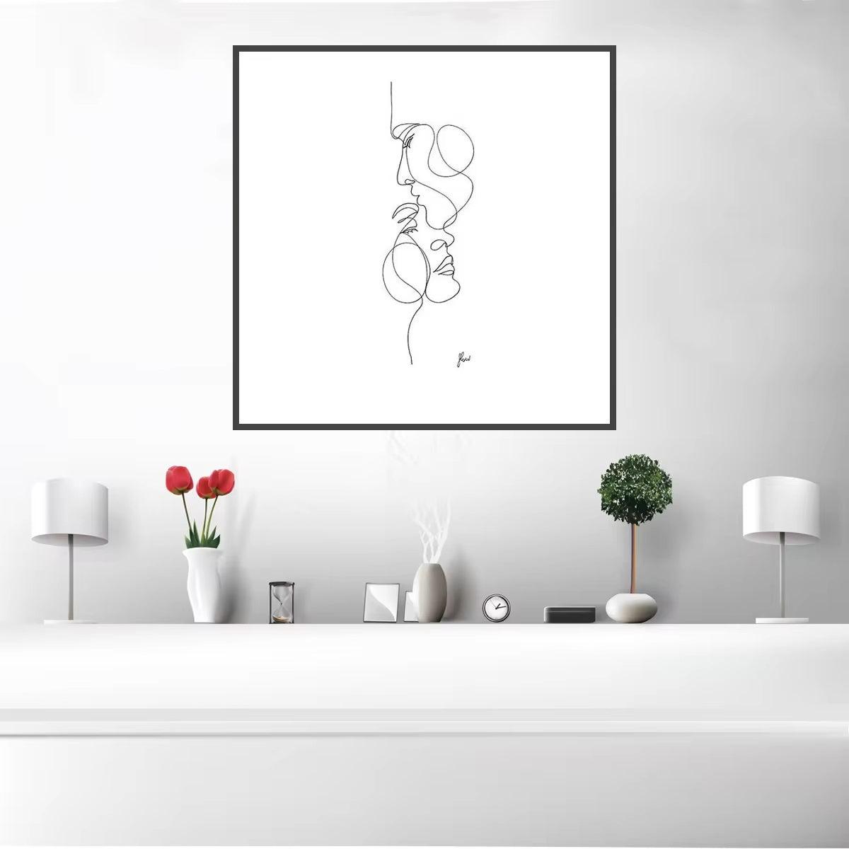 Modern Romantic Line Art Canvas Paintings