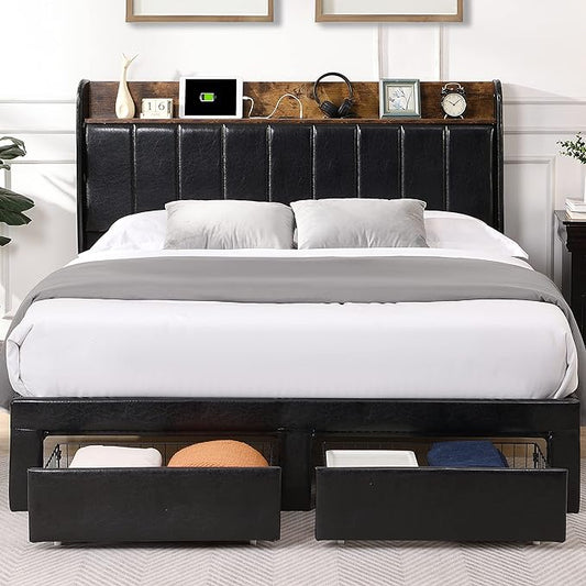 Modern White Storage Bed Frame