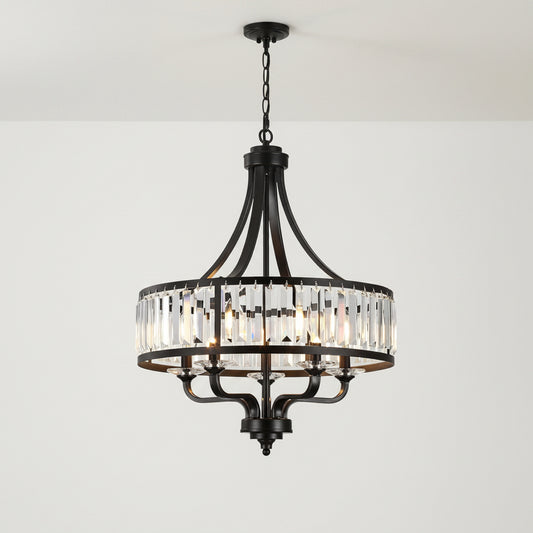 Modern Black Crystal Industrial Chandelier