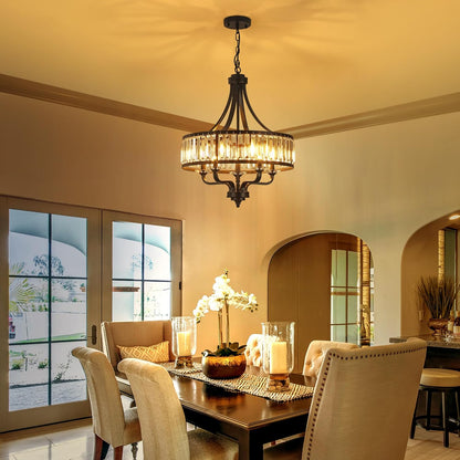 Modern Black Crystal Industrial Chandelier