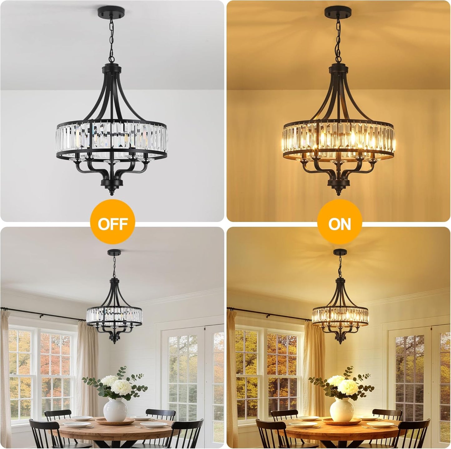 Modern Black Crystal Industrial Chandelier