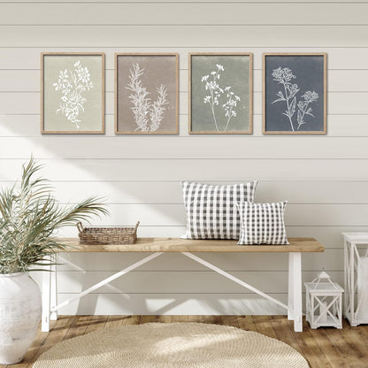 Nautical-themed room with framed artwork on the wall, a wooden bench, and decorative items.