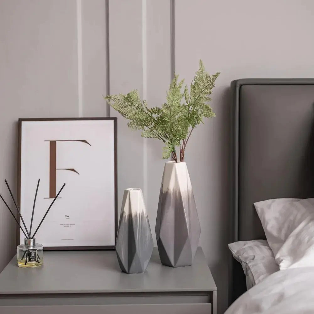 Modern White Grey Vases Set - Decorstly