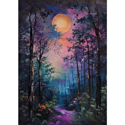 Moon Above The Wildflowers Canvas Painting