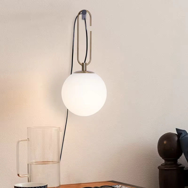 White Globe Glass Wall Lamp