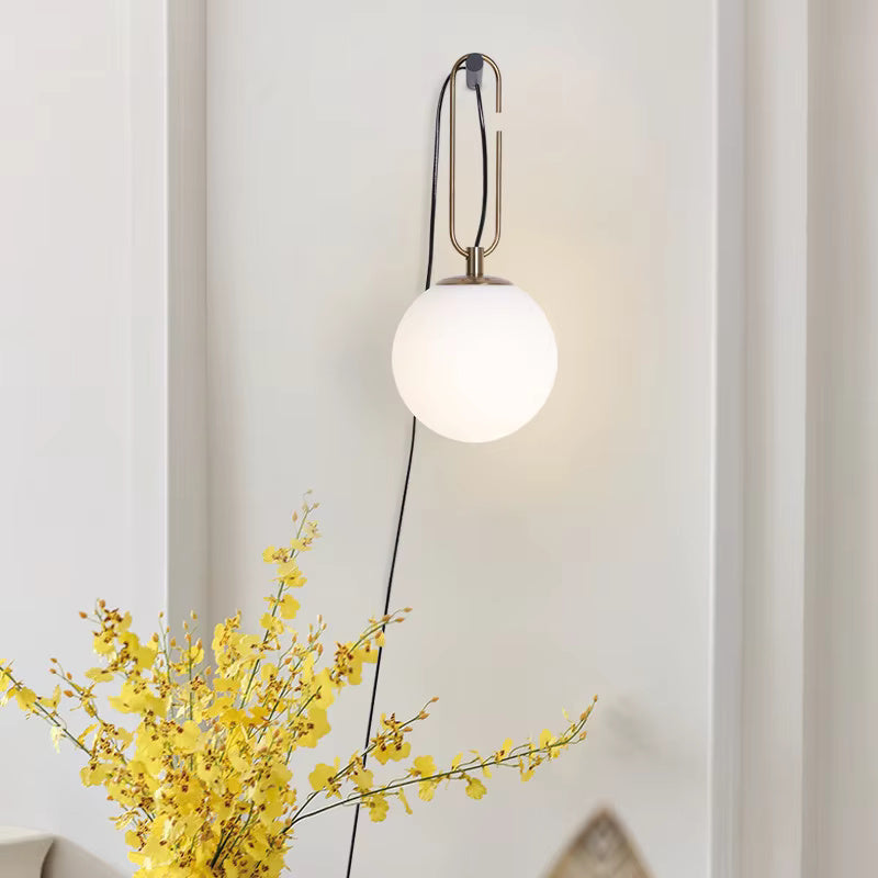 White Globe Glass Wall Lamp