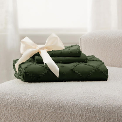 Olive Green Boho Duvet Cover Set