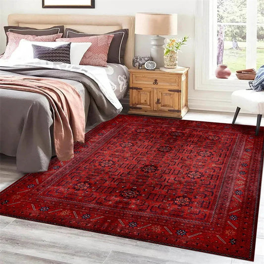 Vintage Minimalist Oriental Red Rug Decorstly