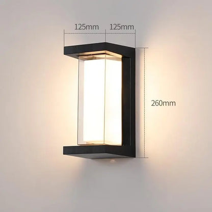 Outdoor LED light fixture for porches, featuring motion detection and soft illumination.