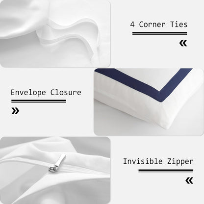 Plain White Blue Duvet Cover