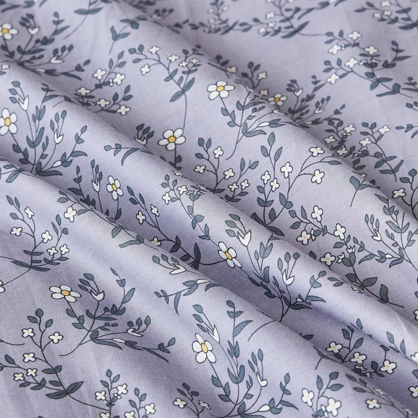 Purple Hemmed Floral Duvet Cover Set