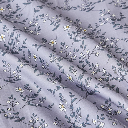 Purple Hemmed Floral Duvet Cover Set