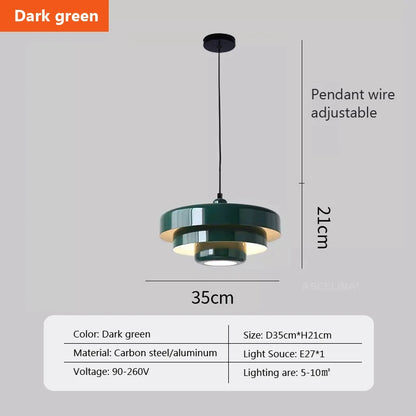 Contemporary pendant lamp in green, Amber Aura Pendant Light.