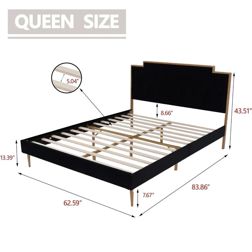 Decorstly Queen Sized Sleek Shadow Platform Bed Frame for Bedroom Essential
