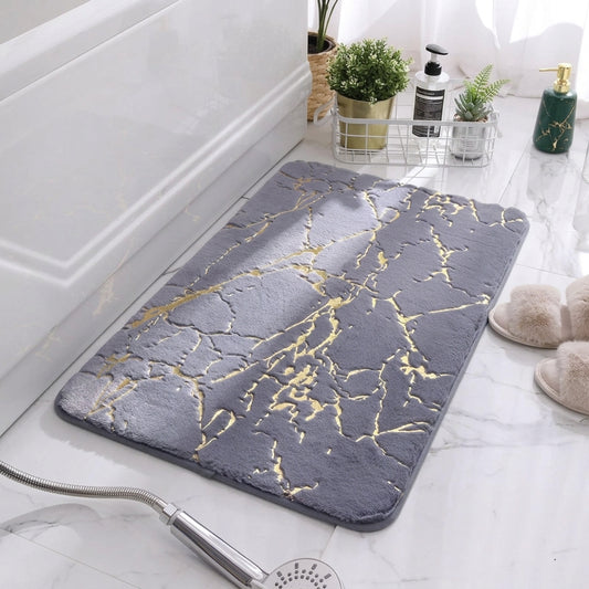 Rabbit Fur Marble Pattern Bath Mat 1