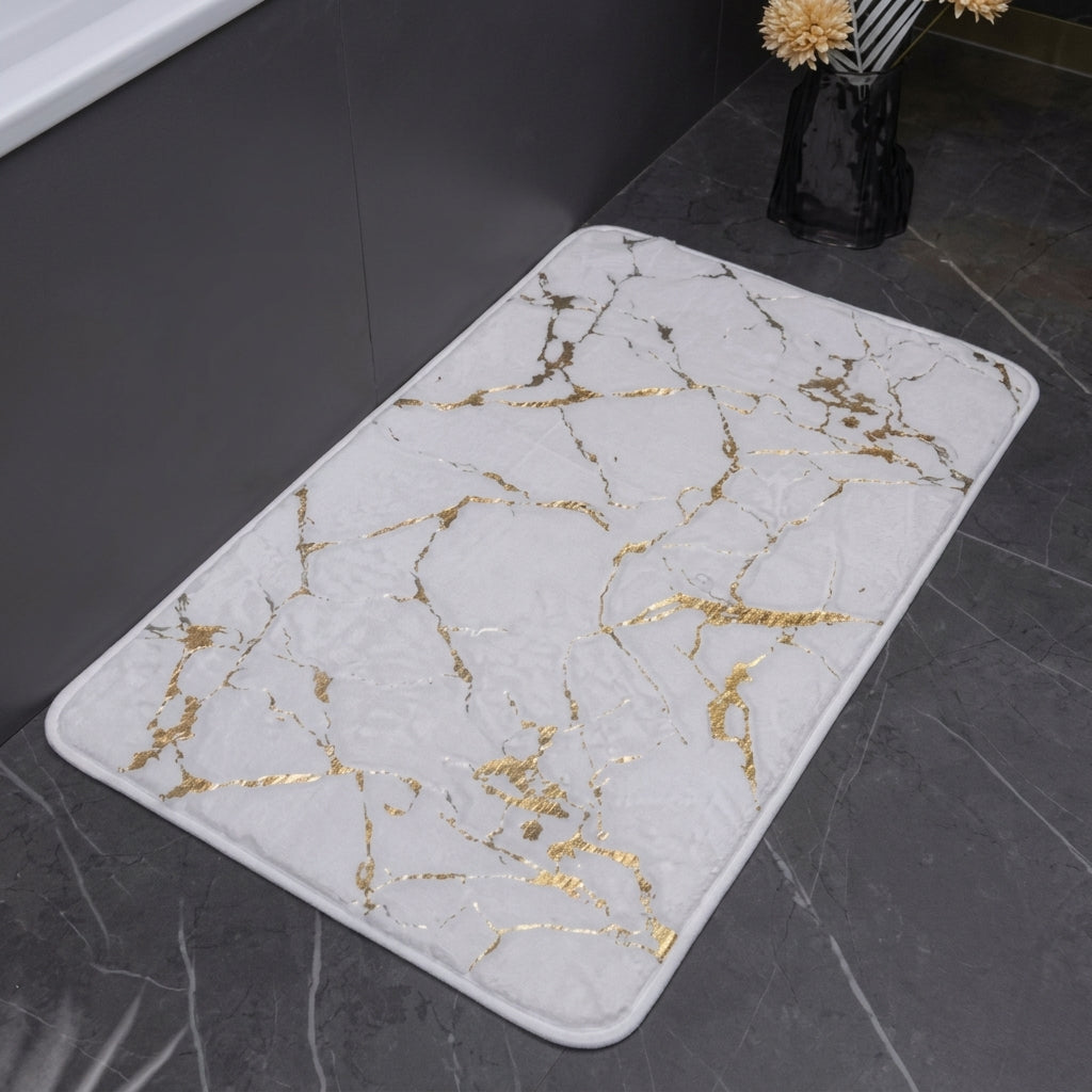 Rabbit Fur Marble Pattern Bath Mat