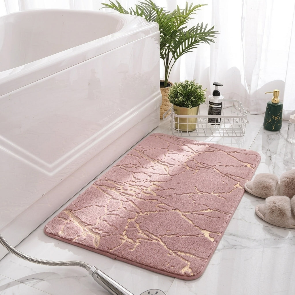 Rabbit Fur Marble Pattern Bath Mat