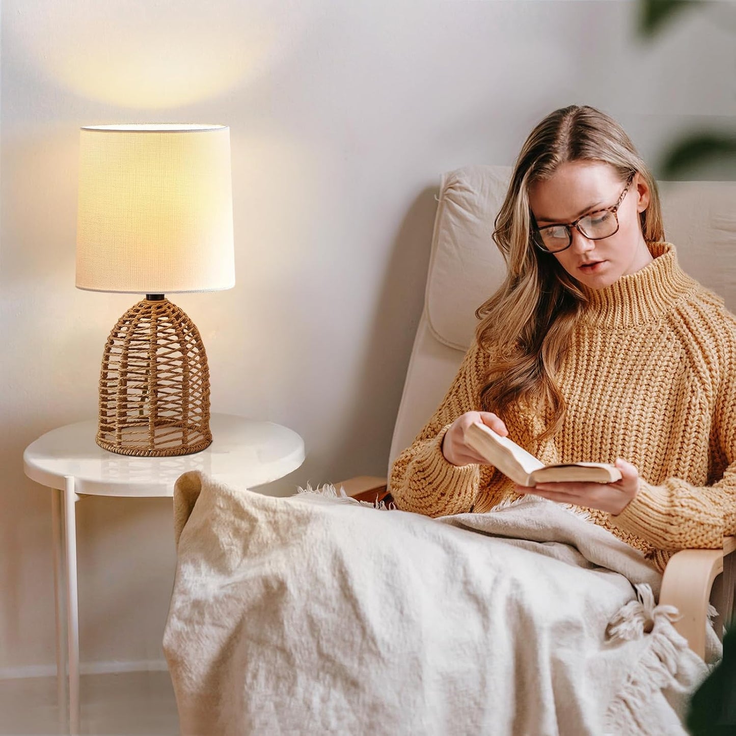 Rustic Rattan Lamps Set