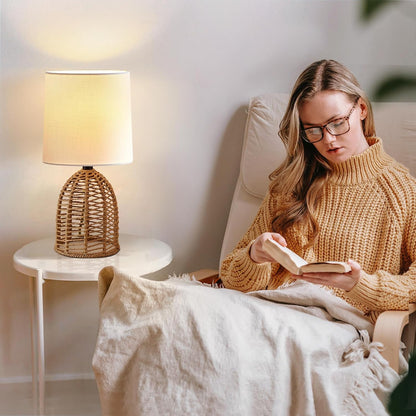 Rustic Rattan Lamps Set