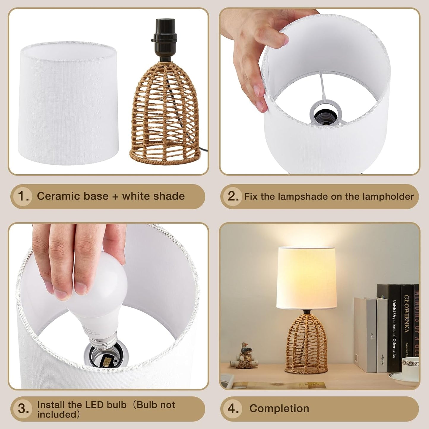 Rustic Rattan Lamps Set