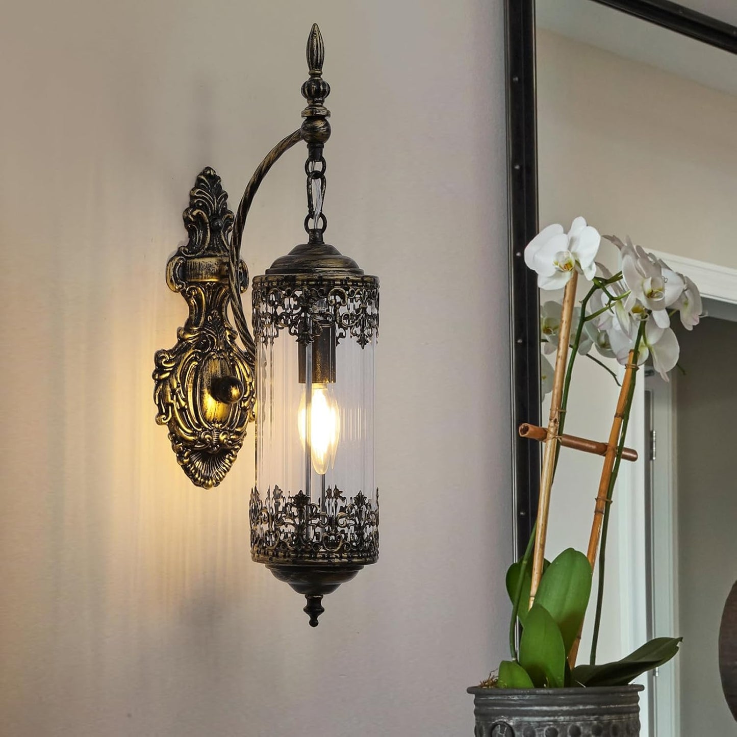 Rustic Vintage Antique Glass Wall Sconce