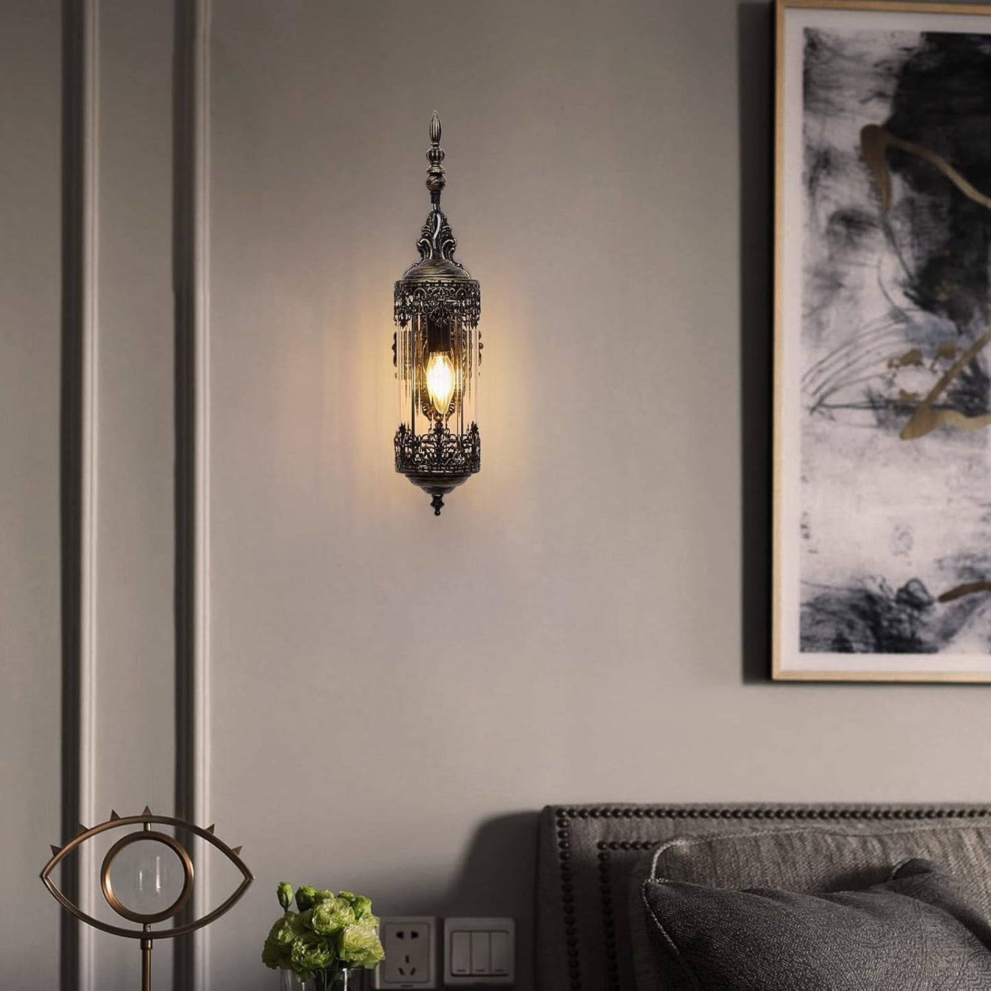 Rustic Vintage Antique Glass Wall Sconce