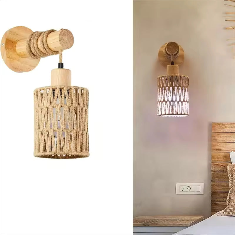 Hemp Rope Design Bedhead Wall Lamp