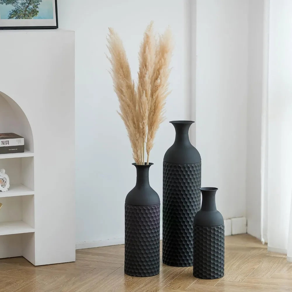 Honeycomb Texture Black Vases